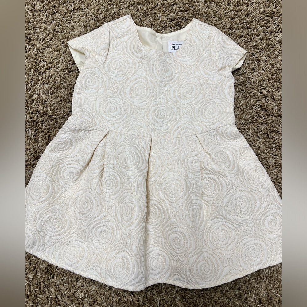 The Children’s Place dress size 18-24M off white floral gold glittery beautiful